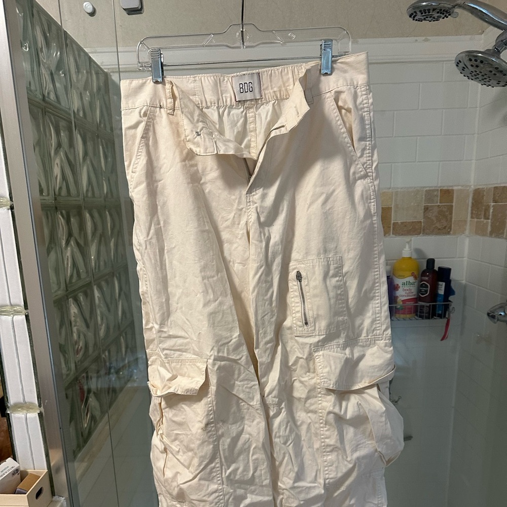 BDG Cream Wide Leg Cargo Pants